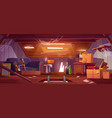 dirty house attic with old furniture and boxes vector image vector image