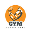 gym logo with athletic muscular hand vector image vector image
