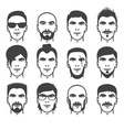 man faces set vector image