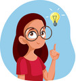female student having a brilliant idea cartoon vector image