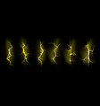 set yellow lightning electric thunderbolt strike vector image