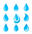 water droplets set icons with design elements vector image