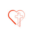 watercolor heart and christian cross love god vector image