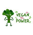 vegan power happy cartoon broccoli vector image vector image