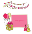 birthday greeting card with photo frame vector image