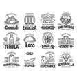 mexican cuisine and fast food icons vector image