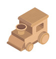 wooden train toy on the white background vector image vector image
