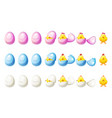 7 steps animations different colors broken egg vector image vector image