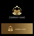 beauty love heart organic gold logo vector image