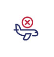 cancelled flight line icon on white vector image vector image