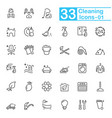 black cleaning line icons vector image