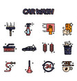 car wash flat icons set vector image