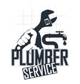 plumber wrench in his hand symbol vector image