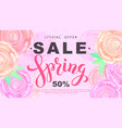 spring sale banner with rose flowers on black vector image