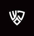 wj monogram logo with modern shield style design vector image