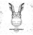 animal rabbit wearing face medical mask covid-19 vector image