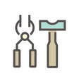 black smith tong and hammer icon vector image