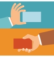 businessman hands holding id cards vector image vector image