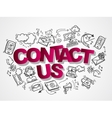 contact us sketch icons composition vector image vector image