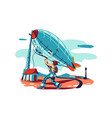 man trying controls airship vector image