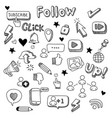 set of social media doodle design vector image