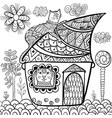 fantasy cat house coloring page vector image vector image