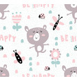 happy bear pattern vector image vector image