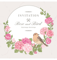 beautiful frame with pink roses and birds vector image vector image