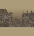 cartoon ruins crooked ruined houses in dusty vector image vector image