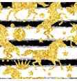 seamless pattern with unicorns and gold glitter vector image