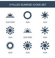 9 sunrise icons vector image