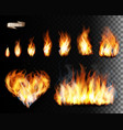 collection fire - flames and a heart shape vector image