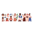set woman and girls with beautiful hair vector image