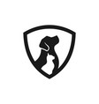 shield logo with dog and cat silhouette pet clini vector image