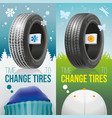 time to change tires - winter and sumer tires vector image