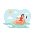 woman with summer relax concept vector image vector image