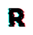 logo letter r glitch distortion vector image