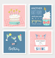 set birthday greeting cards and party vector image vector image