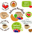 set of good morning breakfast labels emblems vector image