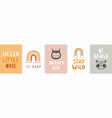 cute boho cards with letterings for your design vector image