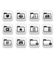 folder documents music film buttons set vector image vector image
