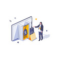 online shopping concept in 3d isometric design vector image