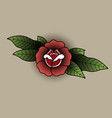 rose with leaves in the style of a tattoo vector image