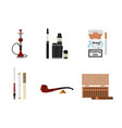smoking accessories and tobacco products flat set vector image