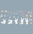 big set easter bunnieseggs chicken vector image
