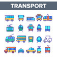 color public transport and vehicle linear vector image