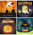 set of happy halloween cartoon party posters vector image