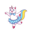 cute cartoon capricorn dancing funny cat unicorn vector image
