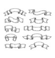 hand drawn ribbon banner engraved frame for text vector image