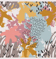 autumn maple leaf and doodle seamless pattern vector image vector image